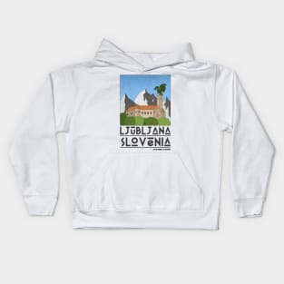 Ljubljana, Slovenia Retro Travel Kids Hoodie